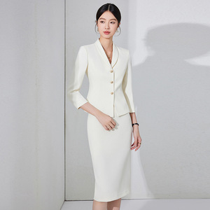 Women's Two Piece Suit Set Tailored Blazer Midi Pencil Skirt Three Quarter Sleeve Office Lady Spring Polyester Worsted - Product Image 2
