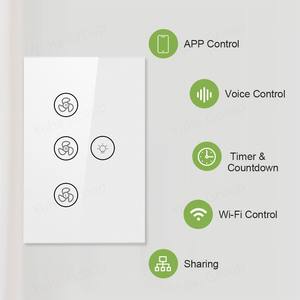Lámpara de Techo con Panel Táctil Inteligente de 110V, Interruptor de Ventilador con Control de Encendido/Apagado y Velocidad, Regulador de Intensidad Remoto Compatible con Alexa y Google Home - Product Image 3