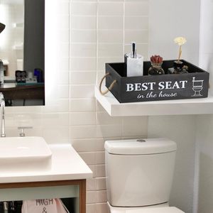 Rustic 2 Sides Farmhouse Wooden <strong>Nice</strong> <strong>Butt</strong> Bathroom Box Counter Decor Boxes with Rope Handle - Product Image 6