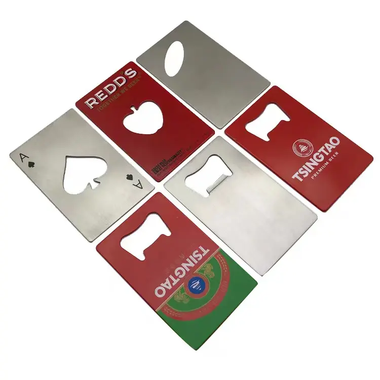Abrebotellas de tarjeta de crédito personalizado, Abrebotellas de cerveza con barra impresa, tamaño de Metal, Color vino, para billetera