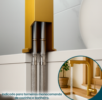 Robinet mitigeur de salle de bain moderne en acier inoxydable 304, avec raccord flexible 50 cm M10x1/2, levier unique, eau froide et chaude