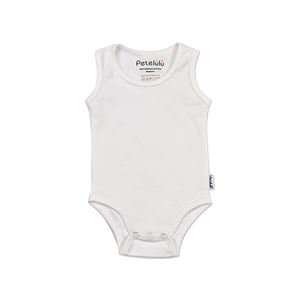 Combinaison pour bébé prématuré en coton biologique 100% unisexe, boutons-pression, respirante, sans manches, blanche, été, 180-200 GSM, nouveau-né - Product Image 2