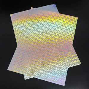 Holographic Grid <b>Sticker</b> Sheet Rectangular PET UV Printing Destructible Label for Packaging Use - Product Image 5