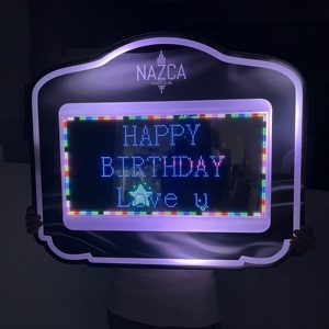 Insegna LED Personalizzabile con Messaggi di Buon Compleanno Controllata da App CE, Presentatore di Bottiglie per Nightclub con Servizio <span class=keywords><strong>VIP</strong></span>, Accessorio per Feste - Product Image 3