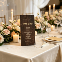 Cartes de menu de mariage et numéros de table personnalisés découpés au laser pour mariage