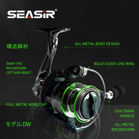 Seasir DHK 1000 7000 14+1BB Reel Spinning Murah Heavy Duty Reel Pancing Full Metal Reel Spinning Hitam/ OEM Umpan Palsu 16kg JP