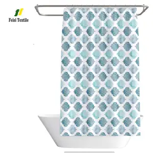 Geometric Quatrefoil polyester Shower Curtain Vintage Farmhouse Moroccan Tile Pattern Modern Art Home Bathroom Decor Curtain