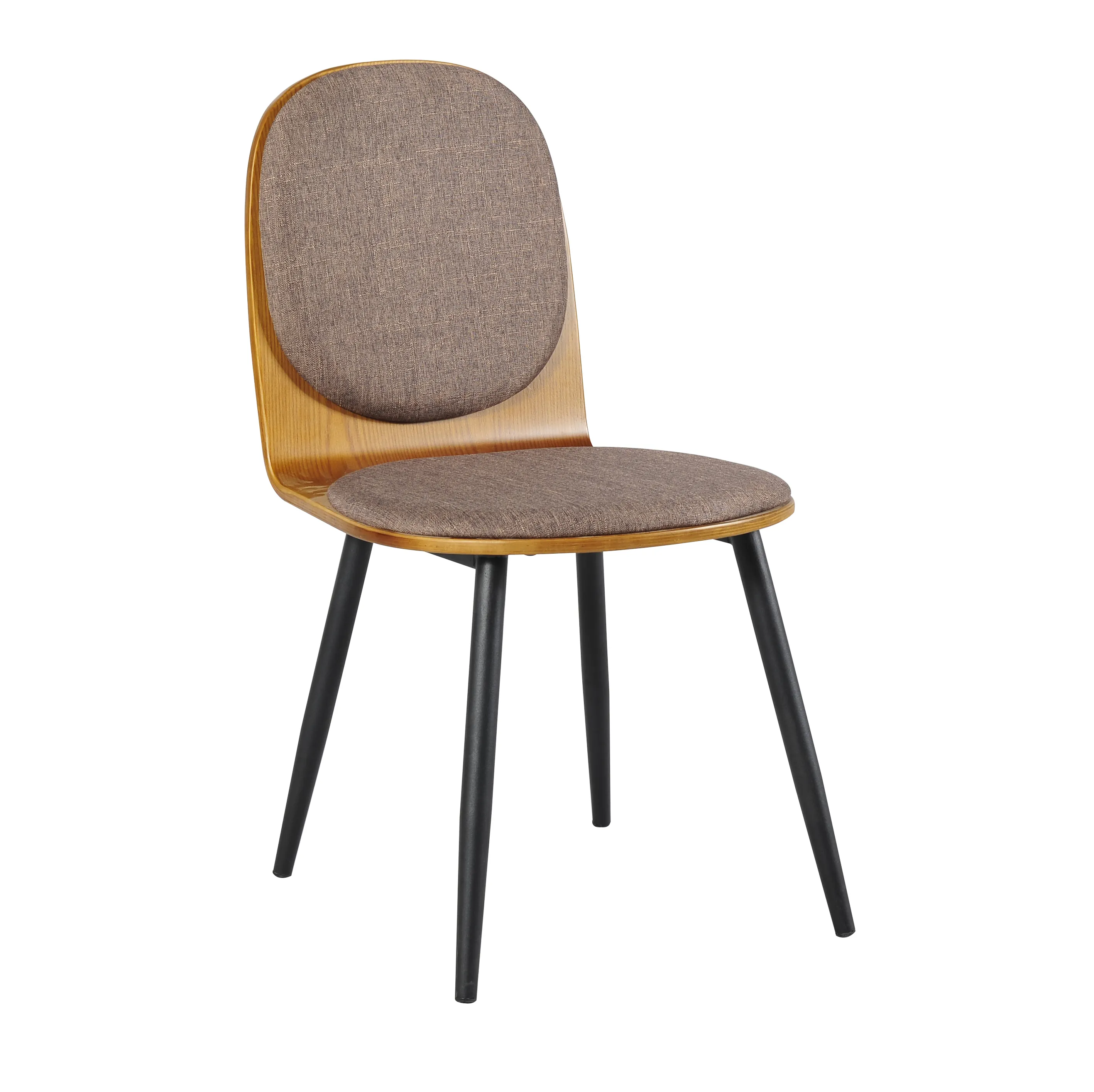 Comfortable Fabric Plywood Backrest Metal Legs Dining Chair