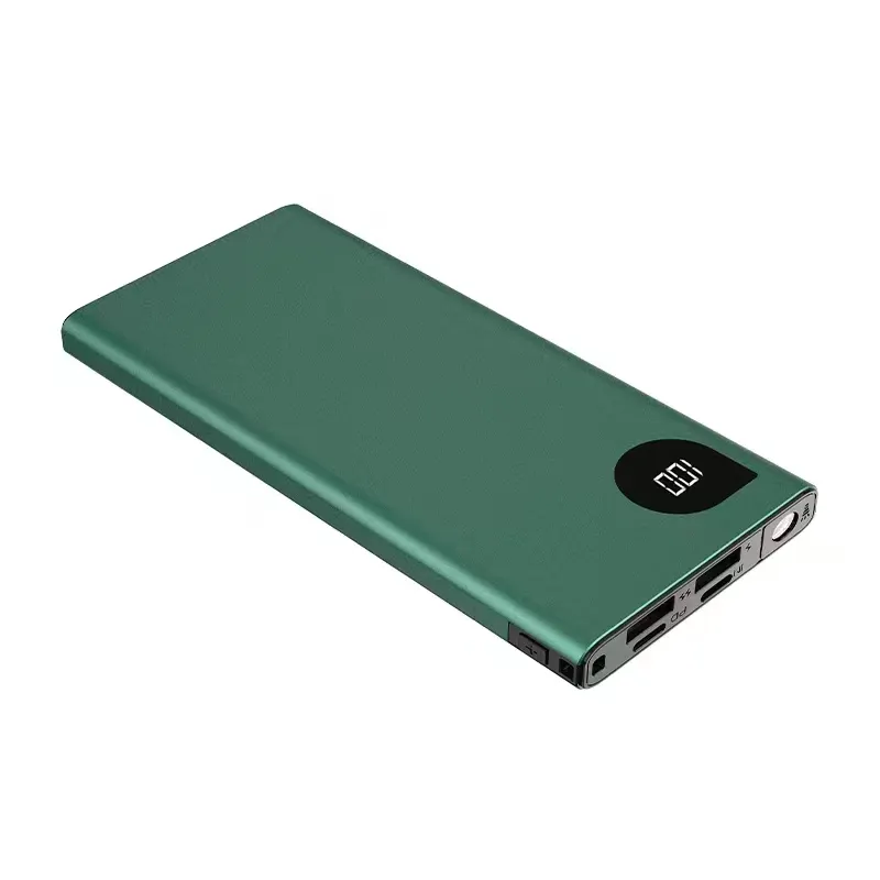 Bank daya kecepatan Super PD22.5W cangkang Aloi aluminium Ponsel 10000Mah LOGO khusus ponsel pengisian daya LED dengan tiga keluaran