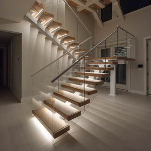 <span class=keywords><strong>Escaleras</strong></span> populares Mono Stringer Staircase <span class=keywords><strong>con</strong></span> iluminación <span class=keywords><strong>LED</strong></span> iluminada Barandilla Aterrizaje personalizado - Product Image 1