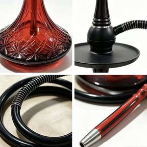 Cachimba de Vidrio Ámbar Moderna con Base de Metal Negro y Manguera para Uso en Bares, Salones y Hogares - Product Image 2