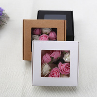 Boîte cadeau carrée pliable en papier kraft avec fenêtre transparente pour savon artisanal, bonbons de mariage, bijoux, emballage de fêtes
