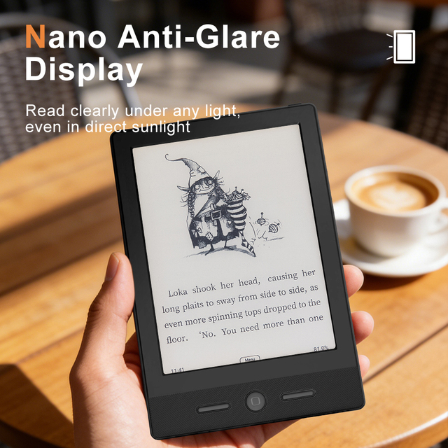 E Ink Ebook Reader Android Tablet 6 Inch Display WiFi BT Touchscreen Reading Device Portable Digital Library