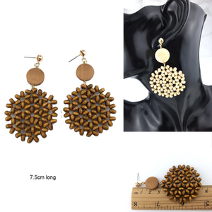 Nuovi Orecchini da <span class=keywords><strong>Donna</strong></span> in Legno con Design Geometrico, Perle di Bambù Verdi, Conchiglie e Rattan, in Lega di Zinco, con Sacchetto OPP - <span class=keywords><strong>Foto</strong></span> - Product Image 5