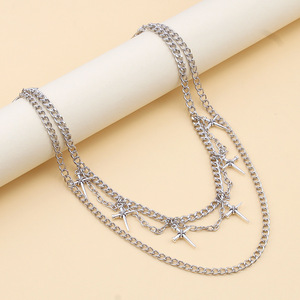 Hip Hop Punk Double Layer <b>Cross</b> Metal Pant <b>Chain</b> Zinc Alloy Waist <b>Chain</b> Casual Style - Product Image 3