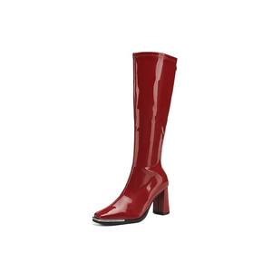 Botas de tacón alto para mujer 2026, nuevas, por debajo de la rodilla, con punta cuadrada metálica, tacón grueso, de charol, de caña alta y larga. - Product Image 5