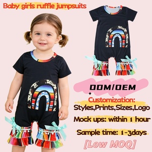 Ropa Personalizada para Bebé Niña Recién Nacida, Mono <span class=keywords><strong>con</strong></span> Estampado de Arcoíris, Body <span class=keywords><strong>con</strong></span> Volantes, Pantalones, Traje de Una Pieza para Regresar a Casa/Hospital - Product Image 1