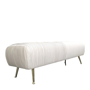 Banco Otomano de Cuero Plegado de Lujo Moderno con Patas de Metal Dorado, Banco para el Pie de la Cama para Dormitorio o Sala de Estar - Product Image 1