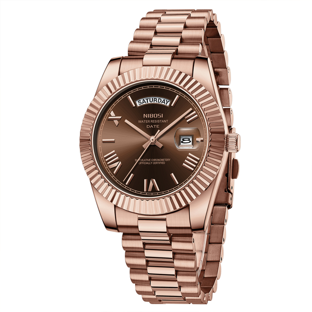 Nibosi 2628 Unique Silver Male Quartz Watch Exclusive Stainless Steel Band Luminous Calendar Minimalist Leisure Wrist Watch