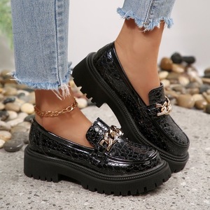 Mocasines de Plataforma con Cadena Metálica y Estampado de Cocodrilo para Mujer, Zapatos Casuales con Aumento de Altura para Uso Diario - Product Image 5
