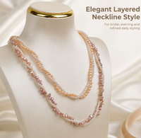 Collier ras-de-cou double rangs en perles de culture d'eau douce baroques blanches naturelles Fuxi, bijoux vintage de luxe léger AAA pour femme