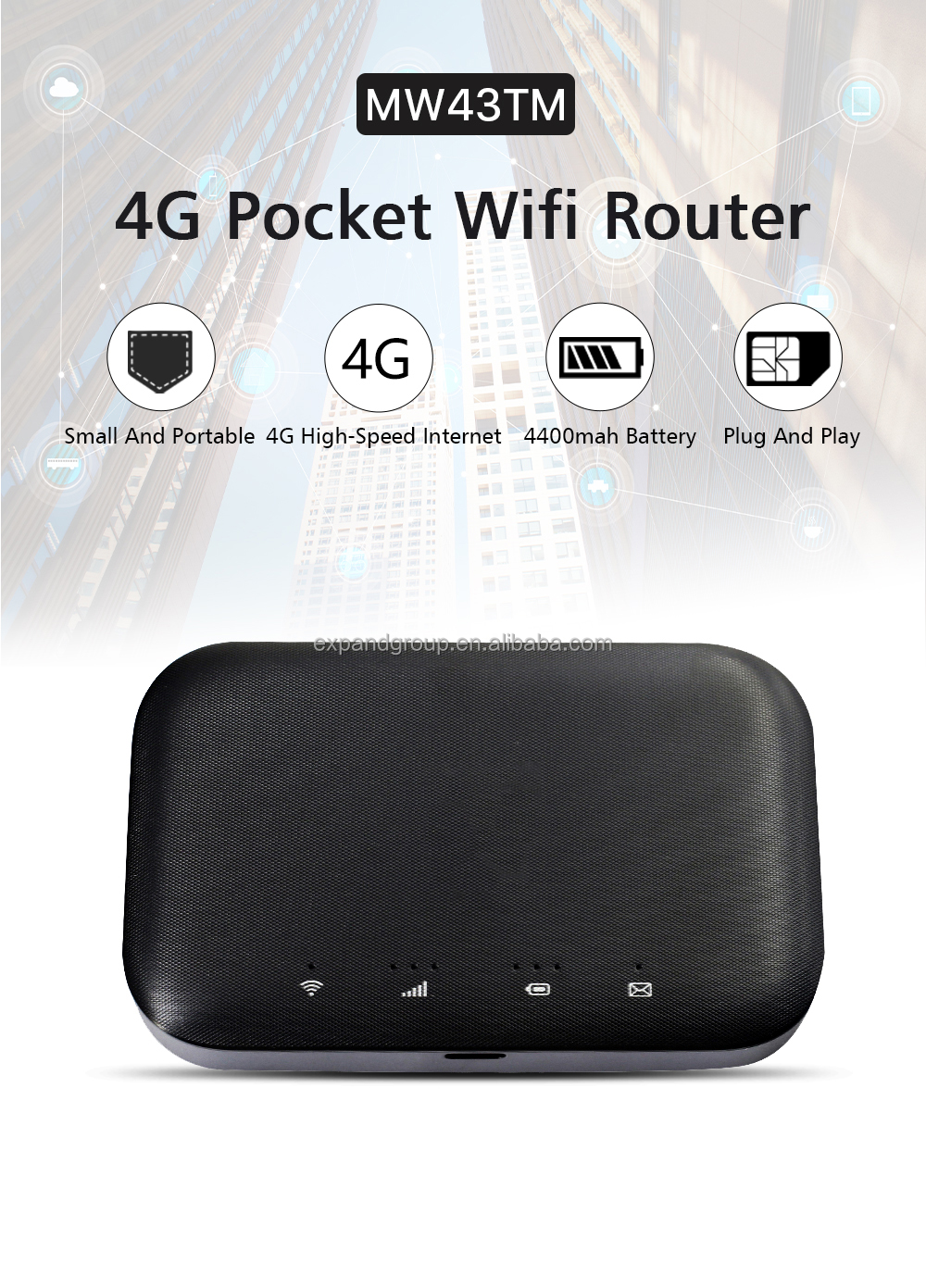 Unlocked Alcatel MW43TM Link Zone 4G LTE Mobile Hotspot - Wireless