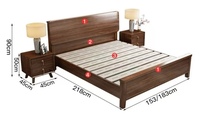 Meubles de rangement sous le lit pour la maison, style tiroirs, en bois de teck massif, lit en bois avec système de levage à gaz