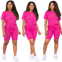 Ensembles d'Été Femme, Tee-shirt et Short, 2 Pièces, Shorts de Cycliste Vides et Personnalisables pour Femme
