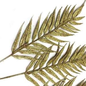 2024, venta al por mayor, decoración de fiesta de Navidad, plantas artificiales personalizadas, simulación de hojas de plástico dorado, hojas de bambú en polvo dorado - Product Image 4
