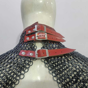 Armadura de Cuello de Malla Metálica Hecha a Mano, Disfraz de Caballero Medieval, Acero Suave con Anillo de Latón, Collar de Obispo para Cosplay Histórico - Product Image 5