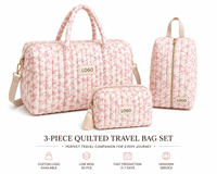 Ensemble de 3 sacs de voyage matelassés pour femme, sac de week-end, sac fourre-tout, trousse de toilette, organisateur de bagages, logo personnalisé OEM ODM