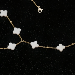 Collar Lariat de Aguamarina Natural 2026 con Forma de Trébol, <span class=keywords><strong>Cadena</strong></span> de Cuentas Satélite en Forma de Y, Acero Inoxidable con Oro de 18K CL26-150 - Product Image 5