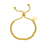 Bracelet à perles réglable avec pendentif rond en acier inoxydable plaqué or/argent personnalisé avec gravure géométrique pour les mariages