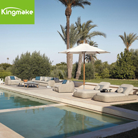 Chaises longues de piscine en rotin Kingmake, fauteuil ottoman, lit de jour extérieur, mobilier de jardin, mobilier de contrat, hôtel, chaise longue réglable
