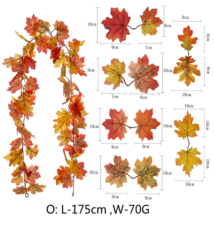 Artificial Autumn Fall Maple Leaves Garland  for Thanksgiving  Home Decoration