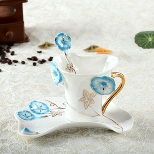 Hot Sale Morning Glory Porcelain Cup and Saucer Christmas Creative Gift - Product Image 2