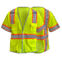 Kaos Keselamatan Reflektif 7-Point Breakaway Harga Grosir Murah EN ISO 20471 Ansi Kelas 2 untuk Konstruksi