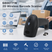 Escáner de Código de Barras Inalámbrico 6800TYW 1D 2D QR, Lee Pantallas de Teléfonos Móviles y Etiquetas de Papel, Un Dispositivo para Todo, 2.4G USB, Punto de Venta Minorista
