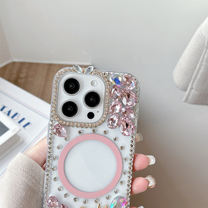 Của Phụ Nữ Sang Trọng Rhinestone Hoa Từ Trường Hợp Điện Thoại Cho Iphone 17 Pro <span class=keywords><strong>Max</strong></span> Thiết Kế Hàn Quốc Cứng Điện Thoại Bìa Cho Iphone 16 Cộng Với 15 - Product Image 4