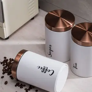 3pcs Sugar Tea Coffee Jar Metal Kitchen Storage Canister Round Square Candy Biscuit Loose Tea Leaf Containers Box With Covers