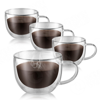 Tasses à café et à thé en verre à double paroi, mugs isolés transparents, verrerie en borosilicate résistante à la chaleur pour boissons chaudes ou froides