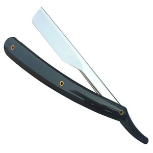 Rasoir de barbier droit en acier inoxydable de haute qualité avec manche en plastique pour le soin de la barbe masculine, rasoirs de barbier personnalisés en gros - Product Image 2