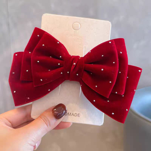 Pinzas para el pelo con lazo grande de terciopelo Vintage MIO, pinzas para el pelo con lazo de cinta de Color sólido a la moda, pinzas grandes con lazo de pico de pato para tocado de mujer - Product Image 6