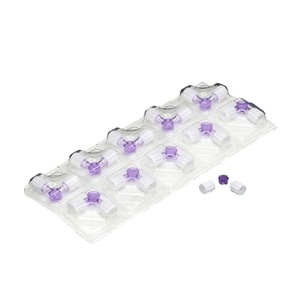 Adaptador de válvula de tubo de succión desechable de 2 vías Compo para uso médico con válvula morada y cuerpo blanco - Product Image 1