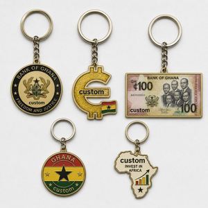 Fabricant sur mesure de porte-clés de haute qualité avec pendentif pièce de monnaie du Ghana, design de devises africaines, porte-clés souvenir - Product Image 1