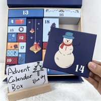 Boîte de calendrier de l'Avent de Noël, boîte cadeau compte à rebours de 24 jours, emballage cadeau vide personnalisé pour les fêtes de Noël