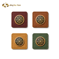 Écusson en cuir personnalisé Jinyi avec logo de marque, bordure cousue, structure de couture, OEM ODM, pour hijab