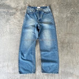 Jeans Manufacturer Custom Designer High Waist Blue <b>Denim</b> Vintage Sun Faded Men's <b>Denim</b> Pants Jeans Baggy - Product Image 1
