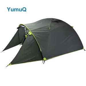 YumuQ 2014 1-2 orang 4.1*4.1*2.3m, bepergian mendaki luar ruangan berkemah kubah kecil tenda kanopi dengan teras
