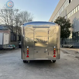 Camion de restauration mobile en acier inoxydable, remorque alimentaire carrée personnalisée de 4 m avec certification CE - Product Image 3